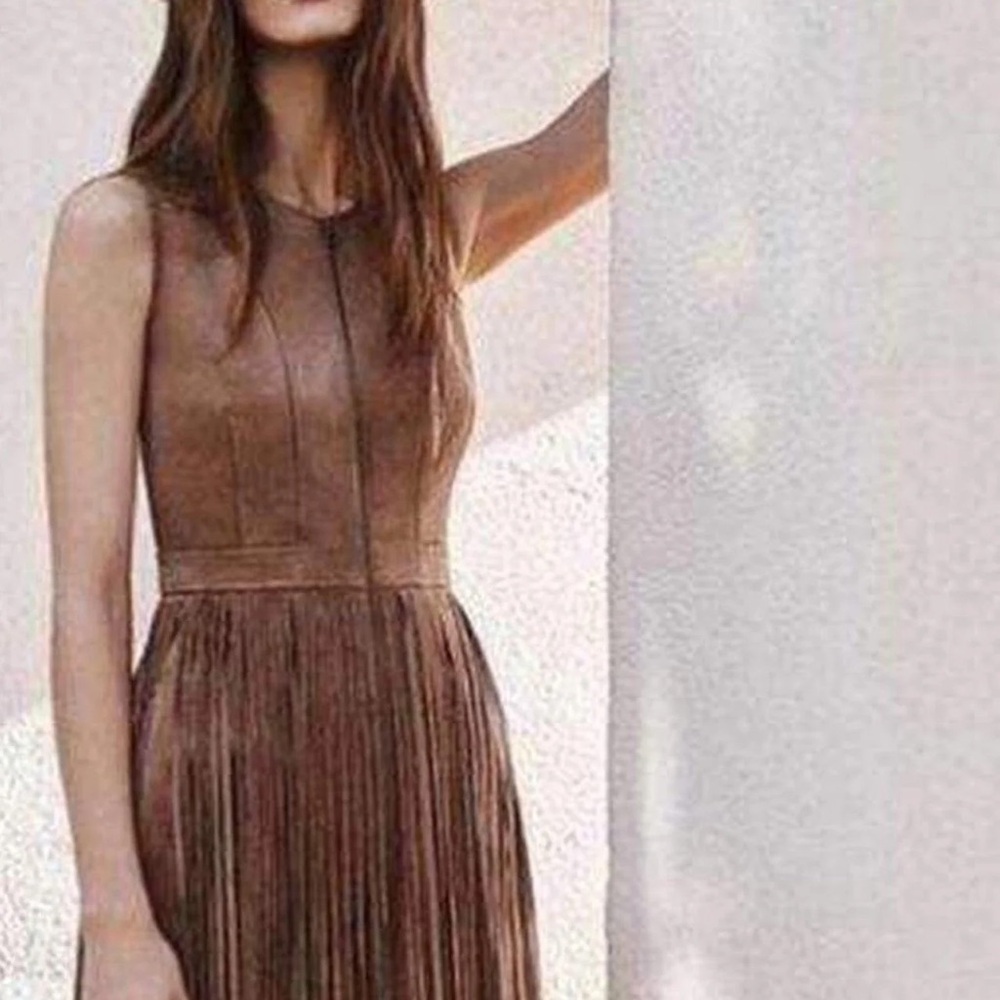 BCBGMAXAZRIA BCBG  Hamiin Fringe Faux Zip Front Suede Western Boho Cowboy Dress